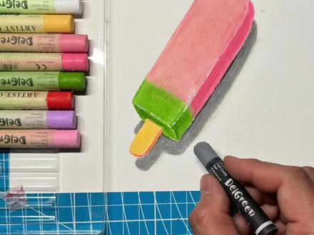 吃货画的雪糕,你喜欢哪种画法?#零基础教学 #冰淇淋的简单画法 #油画棒教程