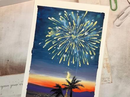 油画棒|跨年烟花升空,希望你所愿皆所得,所愿皆成真,新年快乐!#油画棒教程 #新年快乐 #跨年 #一起学画画 #零基础学画画 @DOU+上热门 @DOU+小助手