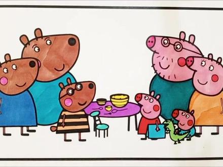 #简笔画 #小猪佩奇🐽 #儿童简笔画 #简笔画教程 #零基础学画画 儿童简笔画教程小猪佩与小熊贝琳达一家