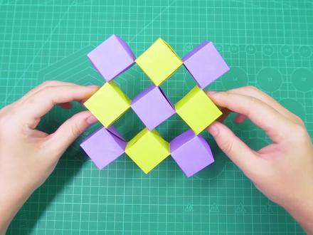 会跳舞的方块折纸玩具,跟着节奏就动起来了! #手工