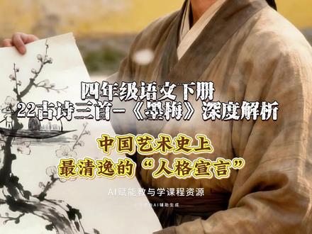 四年级语文下册《22故古诗三首-墨梅》深度解析:中国艺术史上最清逸的“人格宣言”,仅仅28#四年级语文 #诗词名句赏析 #AI创作浪潮计划 #有用内容创作计划 #治愈系风景