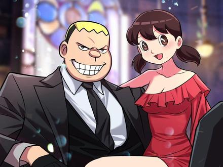 头像设计之霸总胖虎与娇妻静香#画画#敬辰画#胖虎