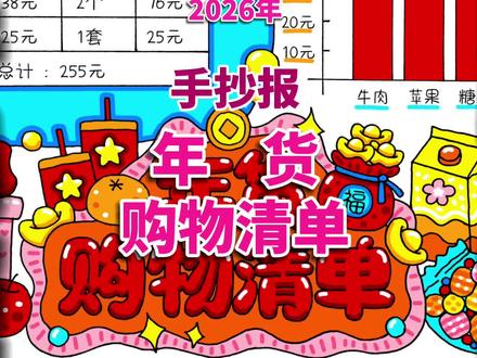 年货购物清单手抄报 年货购物清单手抄报,将数学统计知识与日常生活场景结合,让数学知识真正服务于生活。#年货购物清单手抄报 #年货购物清单数学手抄报 #年货购物清单 #购物清单手抄报 #手抄报