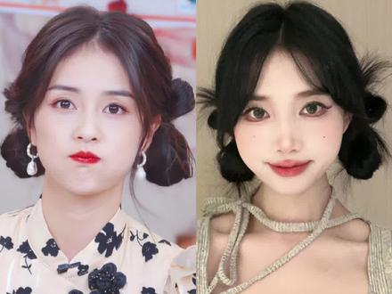 白鹿同款蝴蝶结双丸子头|超级简单❗️显脸小#发型教程 #显脸小显脸小 #减龄气质 #白鹿同款发型 #蝴蝶结丸子头 #双丸子头