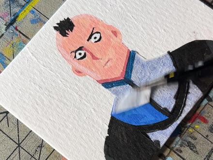 在美纹纸上画实体档案48:莫西干马克 #无敌少侠 #手工diy #跟着抖音学画画 #美纹纸雕刻