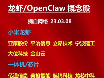龙虾/OpenClaw概念股