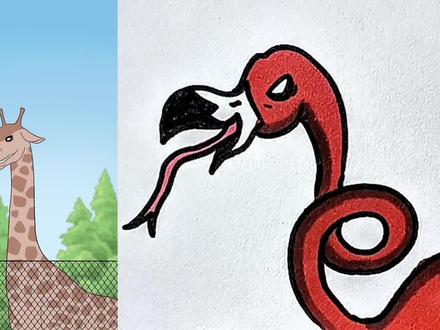 动物园里变异的火烈鸟。 #简笔画