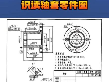 识读零件图专题:识读轴套零件图,同轴度,样块比较法。#制图 #图纸 #机械制图基础知识 #工程制图 #机械制图