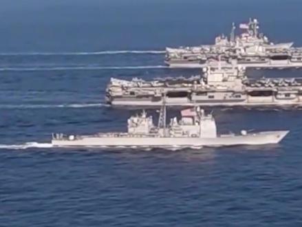 五十万吨的外交力量!#美澳英日航母逼近#南海,#美媒纳闷#中方不屈服