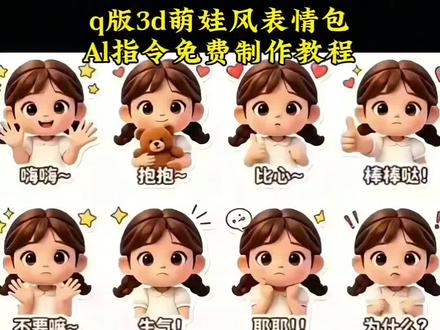 q版3d萌娃风表情包Al指令制作教程来了! #q版3d萌娃风表情包 #表情包表情大集合 #剪映#剪映图片设计#抖音ai制作