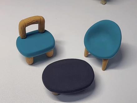 #粘土教程#超轻粘土 超级简单的小桌椅,适合新手练习,PS:我也是个新手,🤫🤫