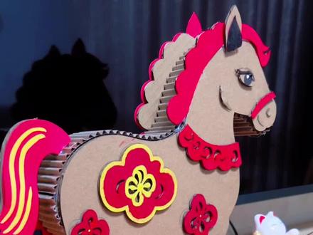 立体纸板小马手工来喽#手工diy #手工制作 #马年手工 #新年手工