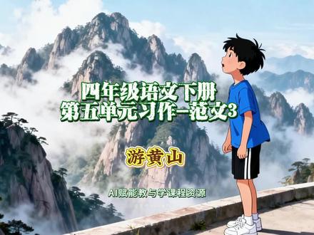 4.59四年级语文下册第五单元习作范文3:游黄山#黄山 #四年级语文 #四年级作文 #创作人计划 #创作人扶植计划第三期