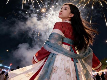 汉服烟花背景豆包指令制作教程来了#豆包#豆包ai#豆包Ai#汉服烟花