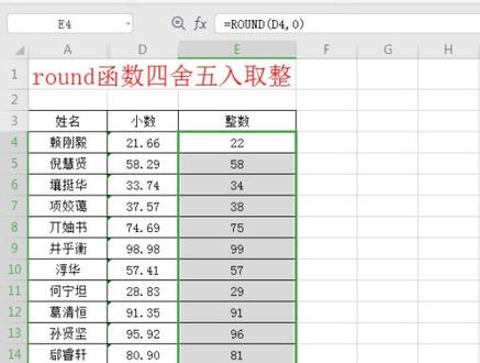 #wps表格四舍五入取整