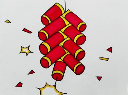 快过年了,和孩子一起画串鞭炮来迎接新的一年吧!#一学就会系列 #元旦主题画#春节主题画#鞭炮简笔画#儿童简笔画教程 @抖音青少年 @抖音小助手