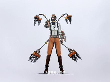 我来晚了宝子们,你们让我画的女钻头人她来了!#马克笔手绘 #绘画过程分享 #每日一画 #泰坦钻头人 #日常摸鱼