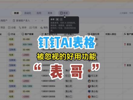 钉钉Ai表格被忽视的功能“表哥” #Ai表格 #多维表 #钉钉悟空 #悟空企业版