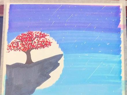 描绘祖国大好河山#马克笔绘画 @抖音小助手