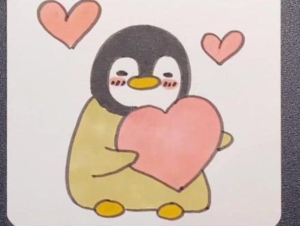 抱着小心心的企鹅~#简笔画 #儿童简笔画 #儿童简笔画 #简笔画教程 #可爱简笔画 #手帐 #每日一画 #我要上热门