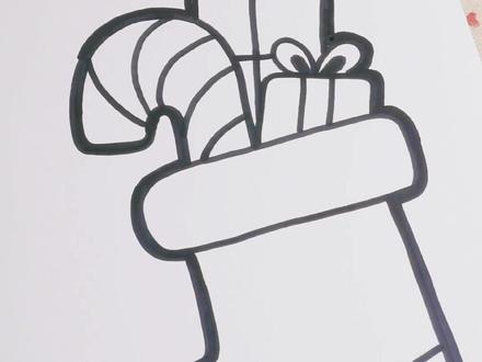 幻彩简笔画:一起来学画圣诞袜吧!#简笔画 #画画 #圣诞节