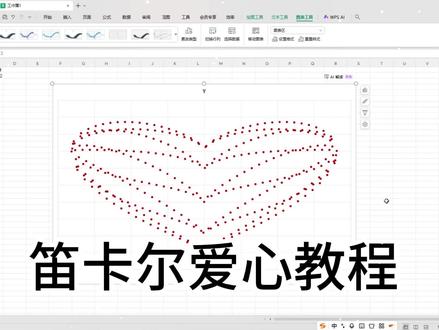 12月30日(1) #笛卡尔 独属于excel的浪漫#笛卡尔心形曲线 笛卡尔系数=(A2^2)^(1/3)+0.9*POWER(3.3-A2^2,0.5)*SIN($C$2*PI()*A2)