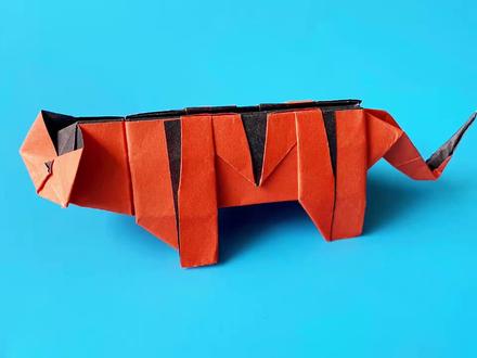 教你折纸简版老虎(上),简单易学,折纸王子儿童折纸教程