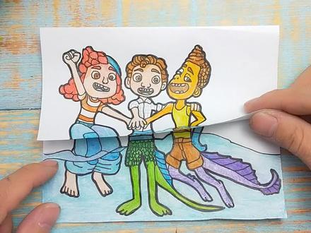 一款夏日友晴天小海怪和小女孩搞笑画,三个变身小海怪会啥样!