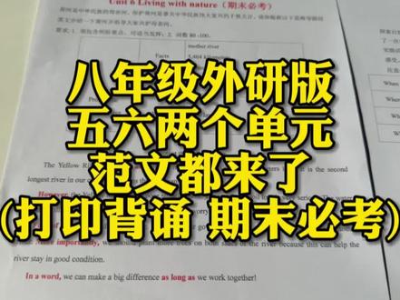 八下外研版,五六两个单元的作文范文来啦,都是期末必考的,让孩子好好背背#英语作文范文 #英语作文 #期末英语