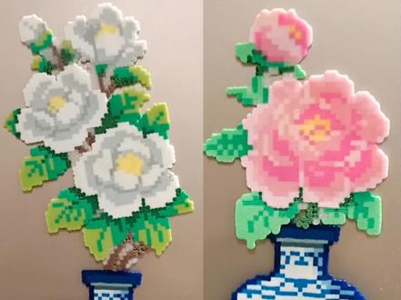 谁说拼豆人不会插花的?(抽象版)
#拼豆 #国风古韵 #青花瓷 #牡丹花 #山茶花