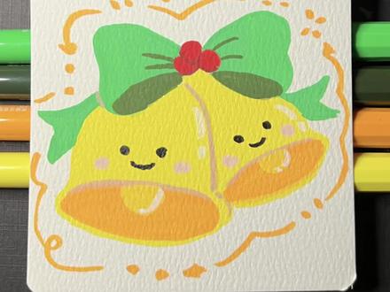 丙烯马克笔|简笔画|圣诞铃铛 #创作者中心 #创作灵感 一起来画圣诞树铃铛!#一笔一画