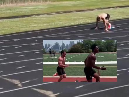 被甲亢哥完爆的整活哥丹尼尔挑战100米#田径 #跑步