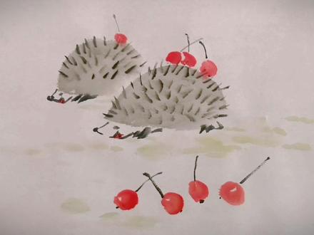 儿童国画小刺猬的画法小刺猬怎么画刺猬怎么画#少儿美术教育 #国画教程 #国画艺术 #国画小刺猬 #儿童国画教学