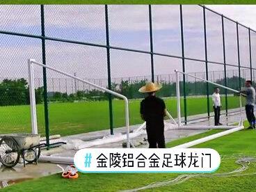 #足球场边的风景 天然草坪配置高档铝合金龙门,专业得不行#金陵足球门