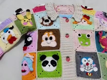 很火的动物祖母格毛衣说明,关注我,近期出教程和织女们一起钩 #手工毛线编织 #动物祖母格毛衣