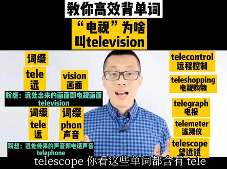 电视为啥叫"television",一个词缀就能搞定#中小学英语 #每日英语 #成人英语 #实用英语 #抖加小助手 #背单词