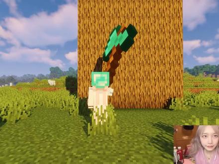 我的世界:比人还高的超大钻石斧 用它砍树会发生什么?