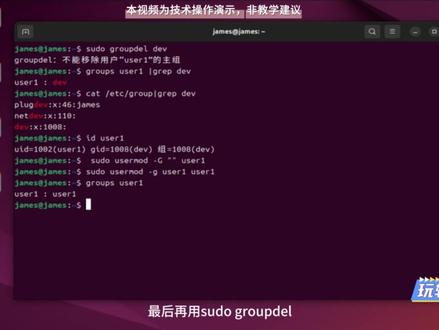 三分钟学会ubuntu之groupdel命令 #linux #ubuntu 下的删除组命令groupdel。#私有云 #ai编程 #内网穿透