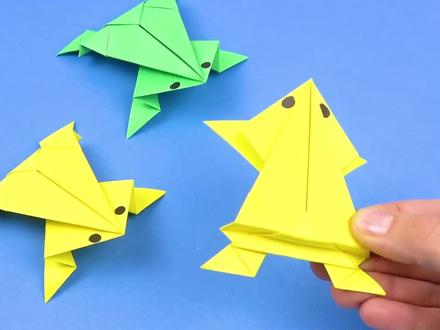 教你用一张纸折一只可以弹跳的青蛙,太好玩了,手工折纸教程