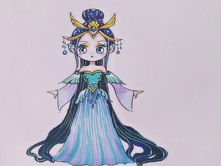 超美丽的人鱼公主,喜欢就试着跟我一起画吧!裱起来送女儿太合适#人鱼公主 #儿童简笔画 #原创 #马克笔绘画 #美人鱼公主