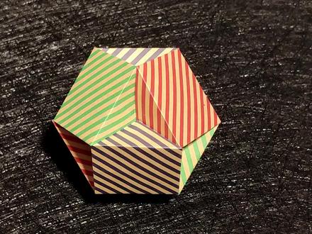 折纸·教程,缩角组合六面体,折好了可尽显美感,你有没有信心来 #缩角组合六面体#三维几何折纸 #解压减压玩具