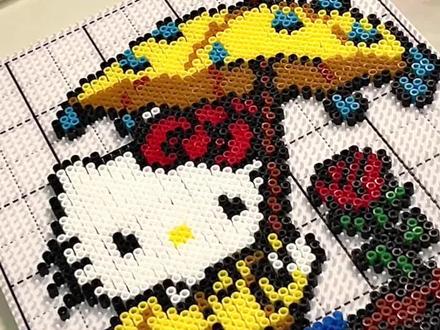 沉浸式拼豆之Hello kitty #拼豆图纸 #拼豆#沉浸式 #拼豆教程#拼豆diy