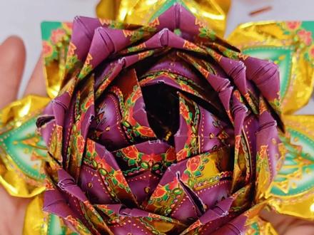 九转莲花折纸教程#手工折纸 #叠元宝 #折纸 #手艺活