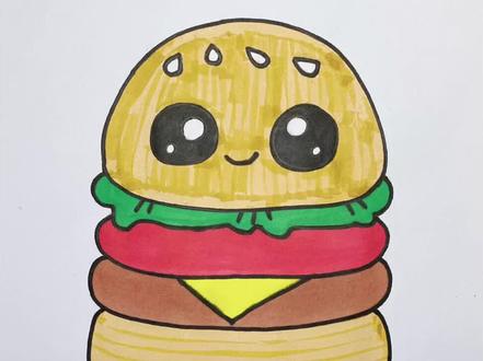 美味的汉堡#儿童画 #儿童画教程 #简笔画 #简笔画教程