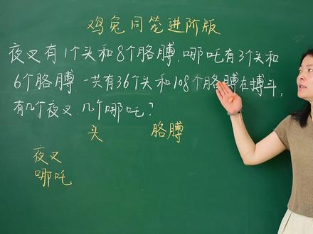 鸡兔同笼进阶版,思维训练题 #小学数学 #鸡兔同笼 #数学思维 #数学解题技巧 #数学
