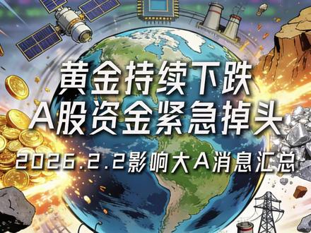 黄金持续下跌 A股资金紧急掉头 2026.2.2影响大A消息 #财经 #股票 #A股 #股市 #黄金