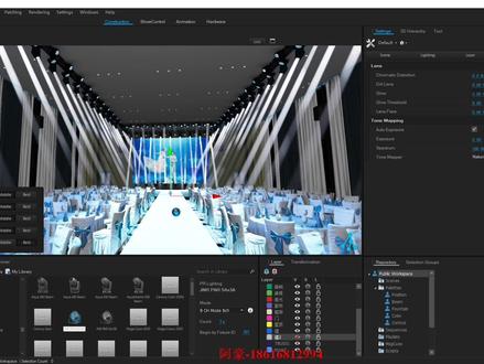 宴会厅效果动画、草图大师建模导入depence2编程渲染#草图大师舞美系视频教程 #depence2全套视频教程