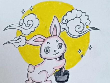 古诗配图系列之《古朗月行》中秋节主题古诗#一起学画画 #画画 #简笔画 #古诗 #零基础学画画