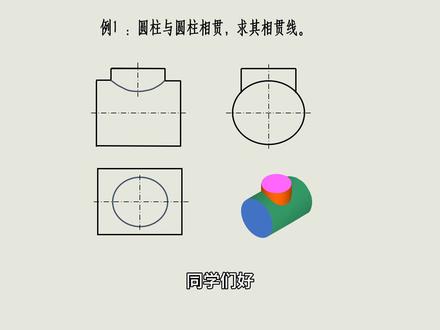 机械制图圆柱与圆柱相贯的作图方法大学生学习工程制图培训辅导 轴线垂直相交的作图步骤(辅助平面法)
画两圆柱的视图轮廓(主、俯、左视图,明确轴线位置和直径)。
确定特殊点:包括两圆柱轮廓线的交点、相贯线的最高点 / 最低点 / 最前点 / 最后点,直接在视图中标注。
作辅助平面:在两圆柱重叠区域,作平行于两圆柱轴线的辅助平面(或垂直于其中一根轴线),平面与两圆柱的交线均为矩形(或圆)。
找一般共有点:辅助平面与两圆柱交线的交点,即为相贯线上的一般点,重复此步骤获取足够多的点(至少 3-4 个)。
光滑连接:在视图中按顺序将特殊点和一般点用曲线板连接,注意相贯线的弯曲方向(朝向大圆柱轴线)。
#机械制图 #工程制图 #机械制图cad #机械制图手绘 #机械制图与识图