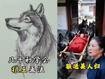 《王婆救狼》#简笔画孤山狼王#简笔画狼王#简笔画教程